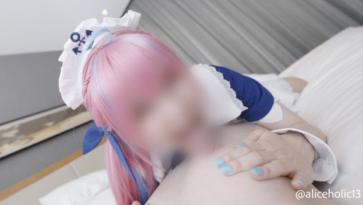 Maid Vtuber Cosplaying femdom blowjob and panty handjob
