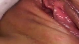 playing with her pussy close up