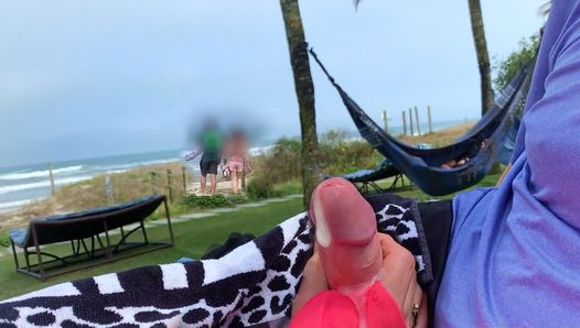 After her handjob, I came right on the beach in front of vacationers!