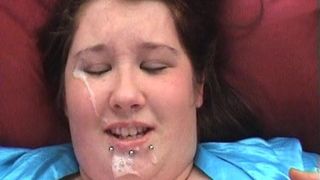 bbw swallows load, chokes on cum