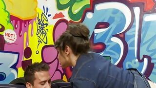 Brunette teen rides a cock and lovin it