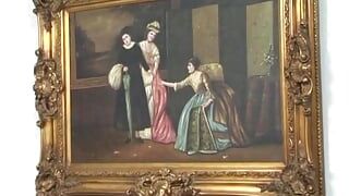 Busty German bitch in stockings rides fat dick until cum on tits