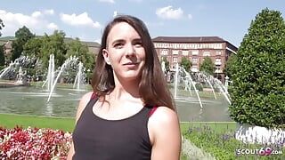 GERMAN SCOUT – Real anal orgasm outdoor sex for mini tits girl mina at street casting