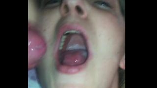 Milf sprayed in the mouth and she swallowed the tasty cum.