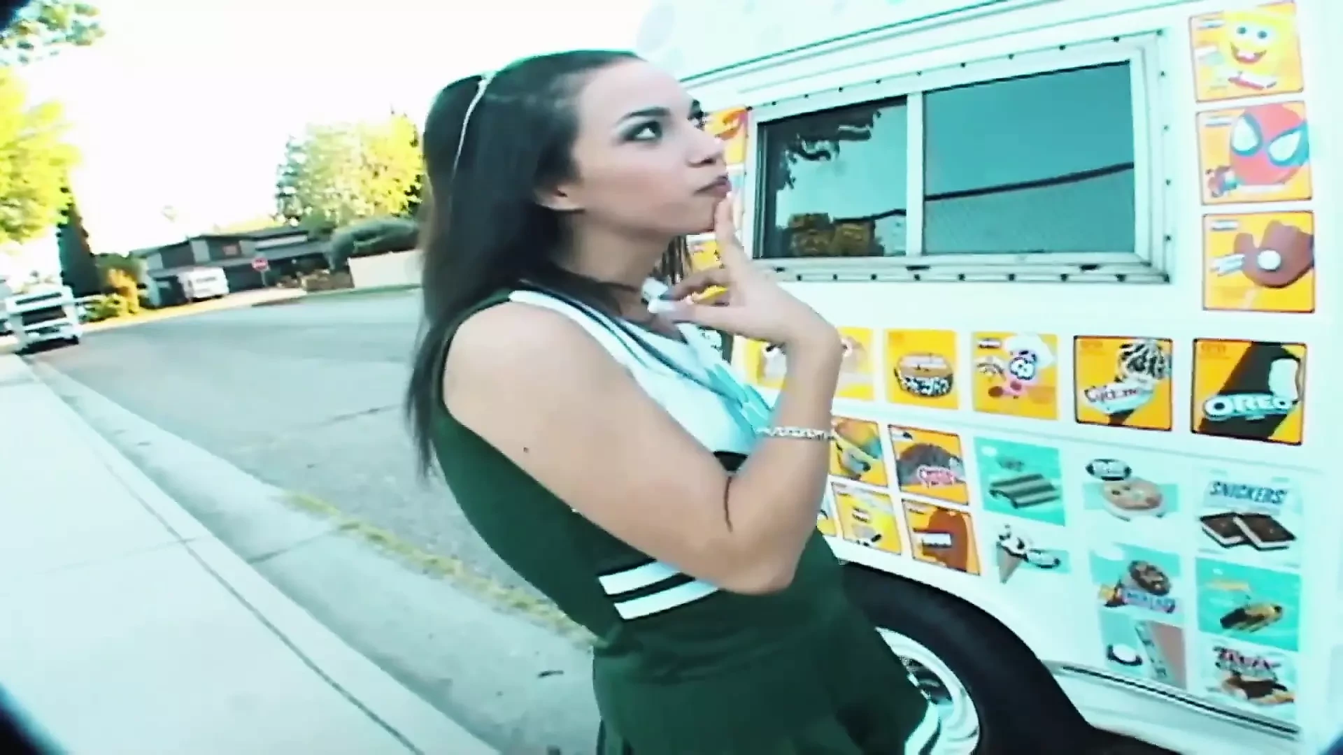 Cheerleader Courtney James Gets Explicitly Fucked and Facialed by the Ice Cream Man