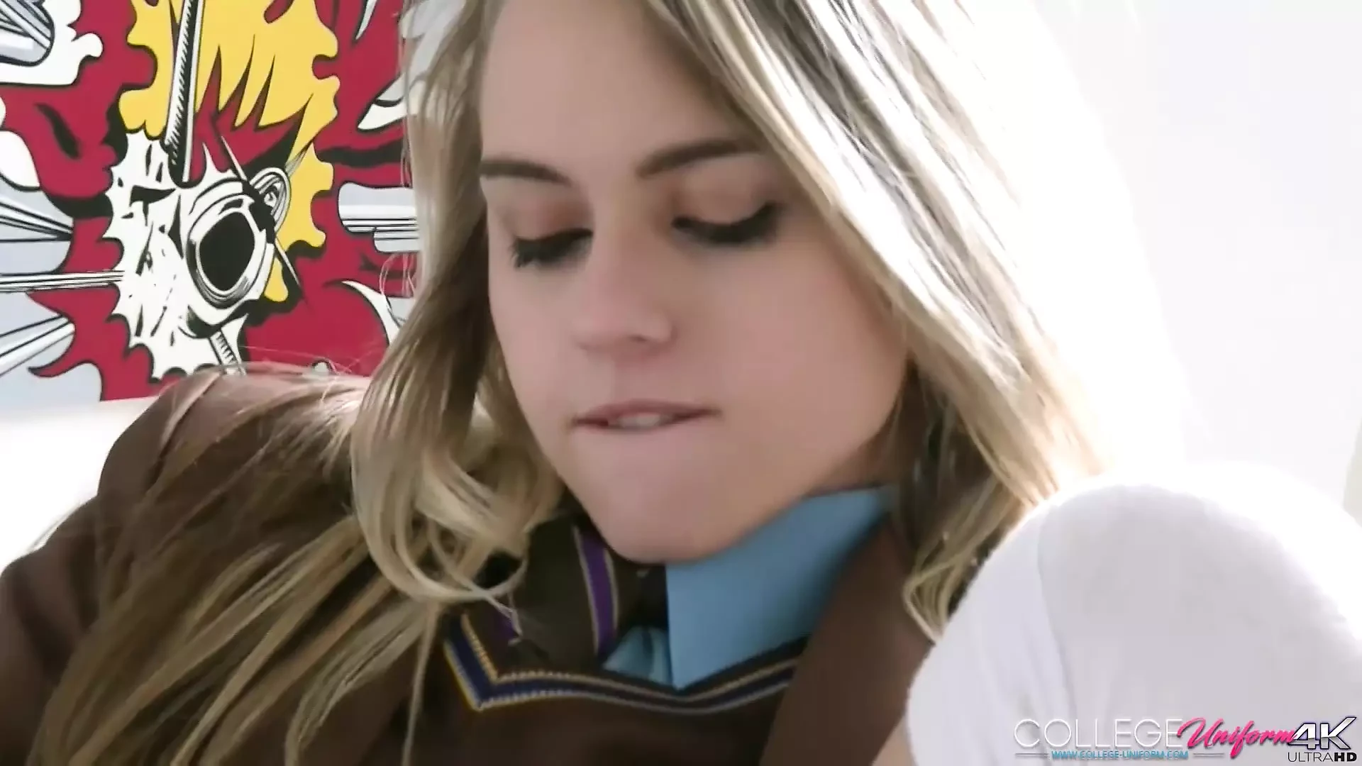 Chloe Toy Rubs On Sofa Until She Cums With Her Uniform On!