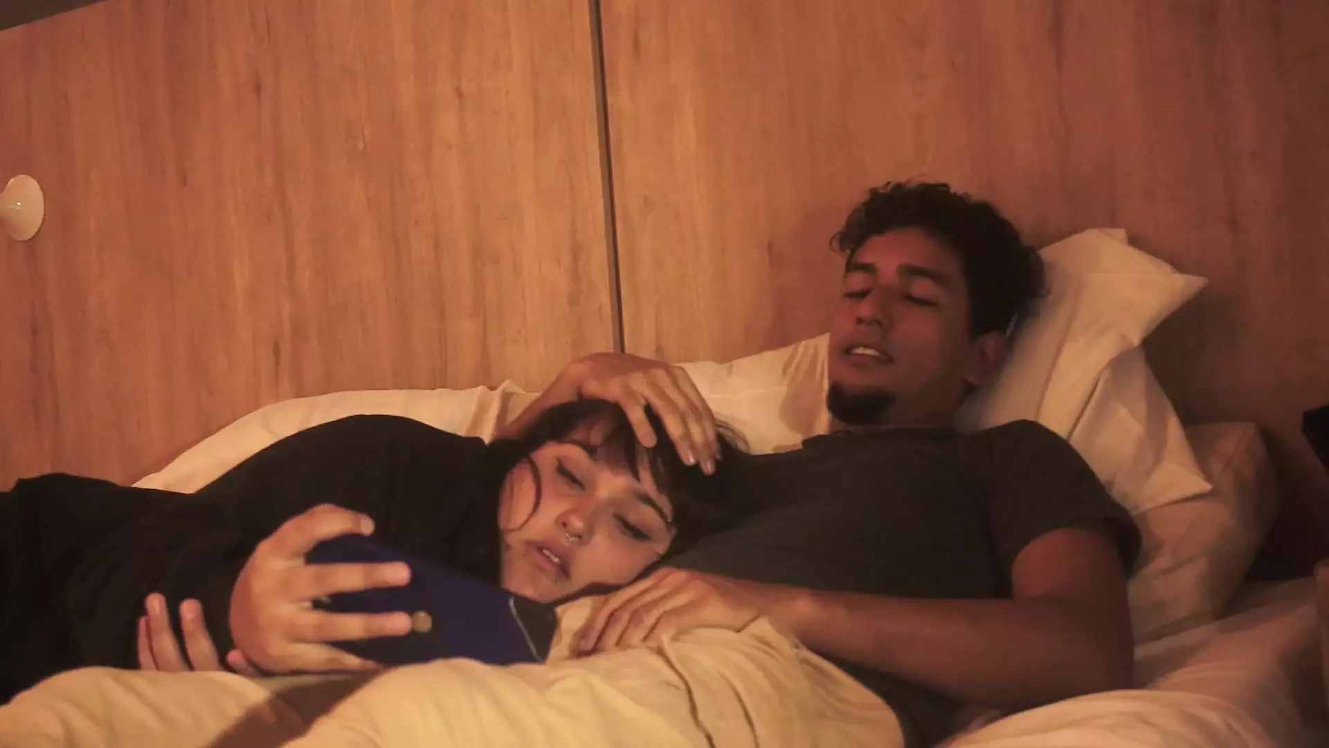 I go to bed alone to watch a movie and my stepbrother comes to see it with me