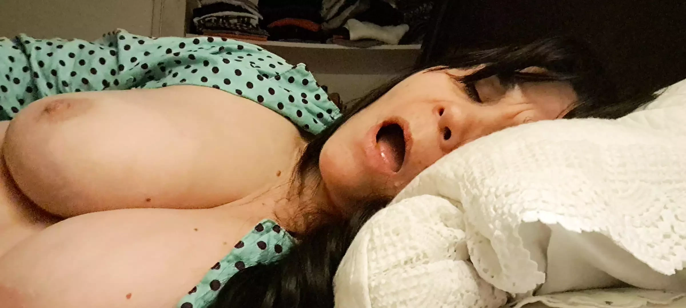 Stepson surprises me masturbating and gave me a quick and deep fuck before my husband arrived