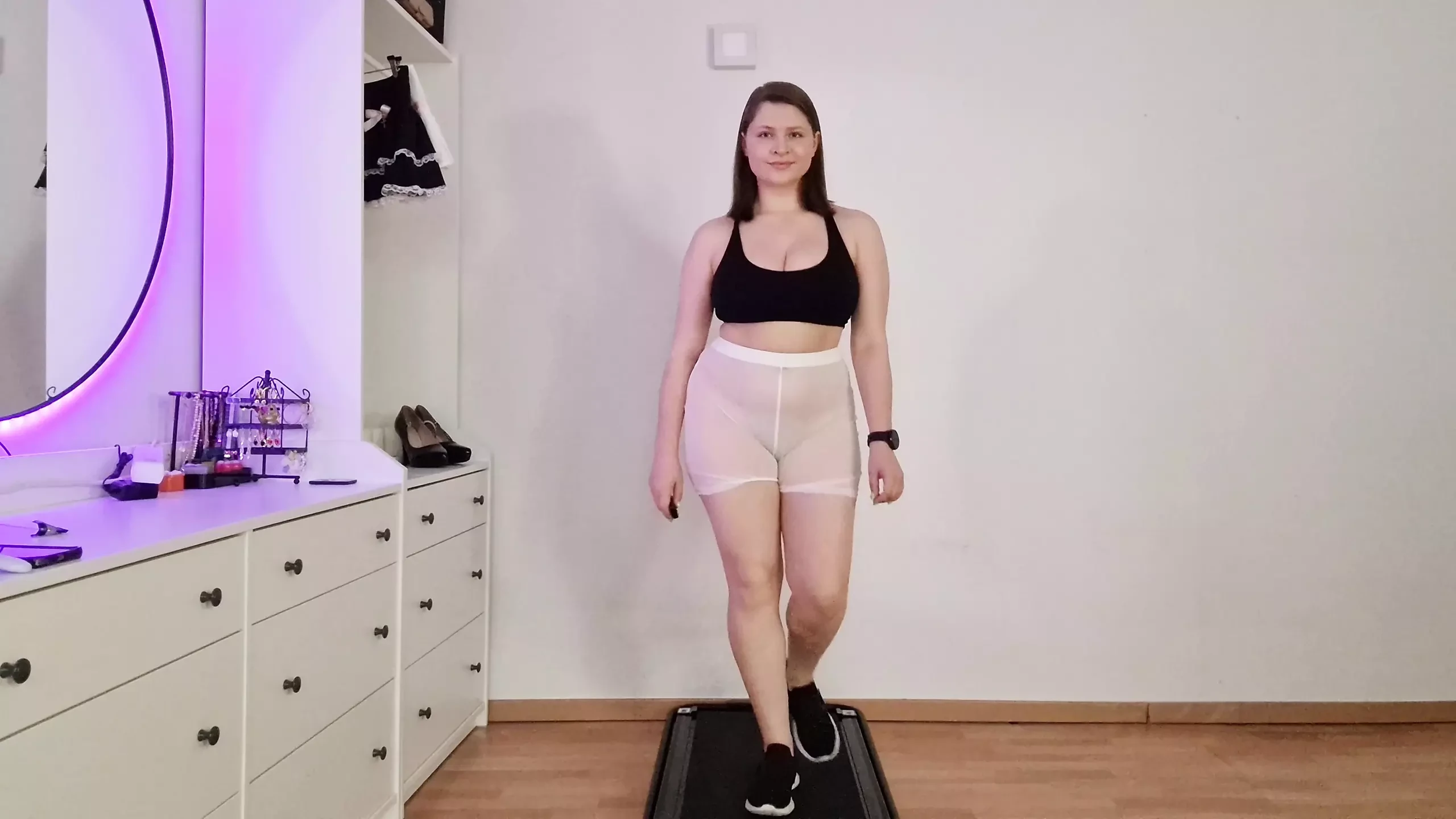 Trying on Sheer Shorts & Walking on Treadmill in Sneakers While Sharing My Fantasies About You