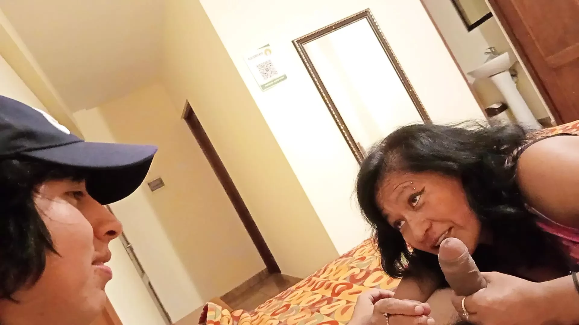 Look how my mother-in-law loves to play with my cock, she says it’s much better than her husband’s