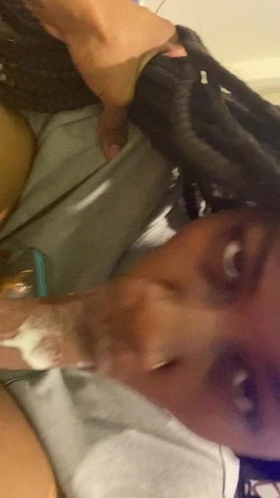 Ebony blowjob swallow