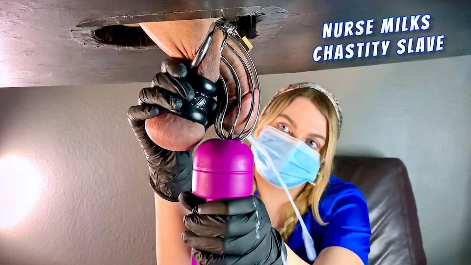 Nurse Milks Chastity Slave’s Big Cum Load With Vibe Wand