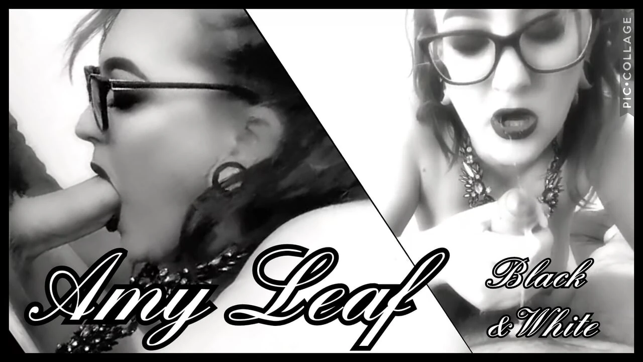 Chubby MILF Amy Leaf- Blowjob and cumshot black and white