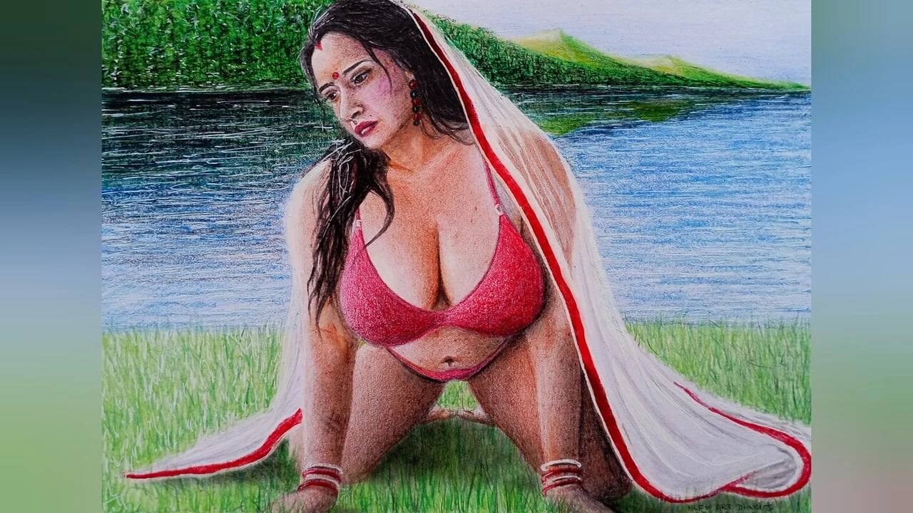 Art Or Drawing of A Desi Indian Bengali Bhabhi
