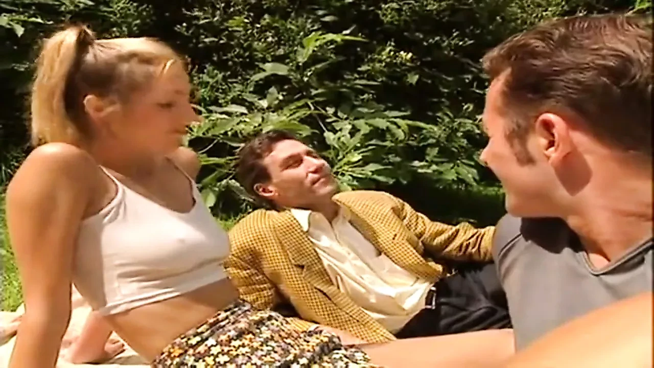 Two guys fuck teen outside