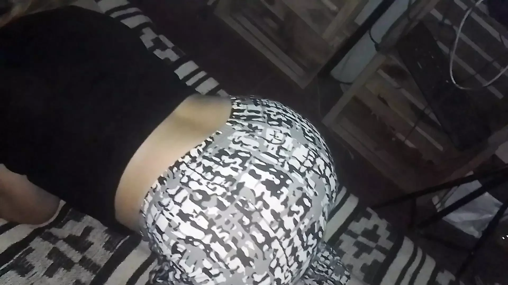 I pull down his leggings and rub my penis on his tail