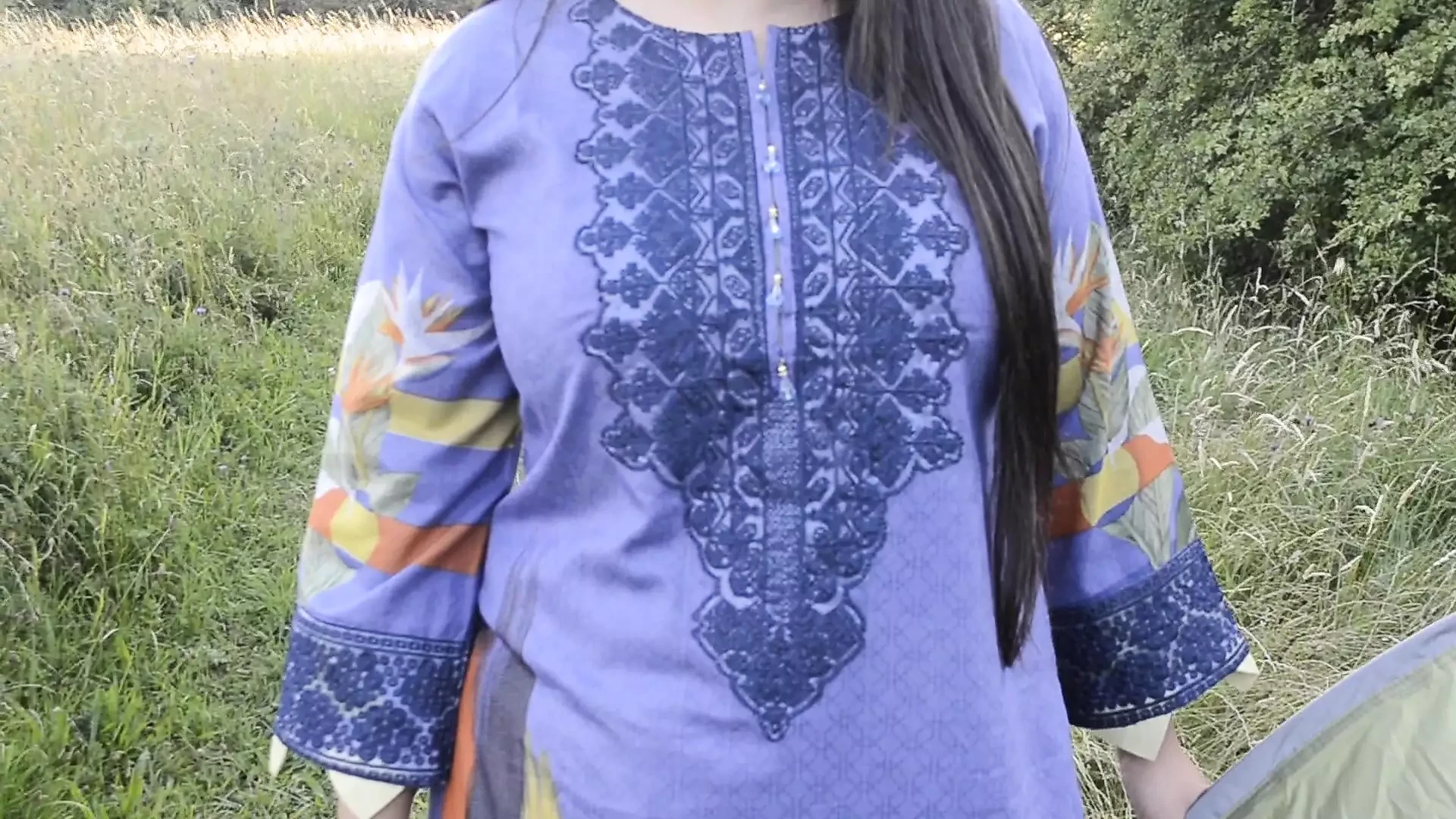 British indian slut cheats on husband fucked in tent by black cock outside