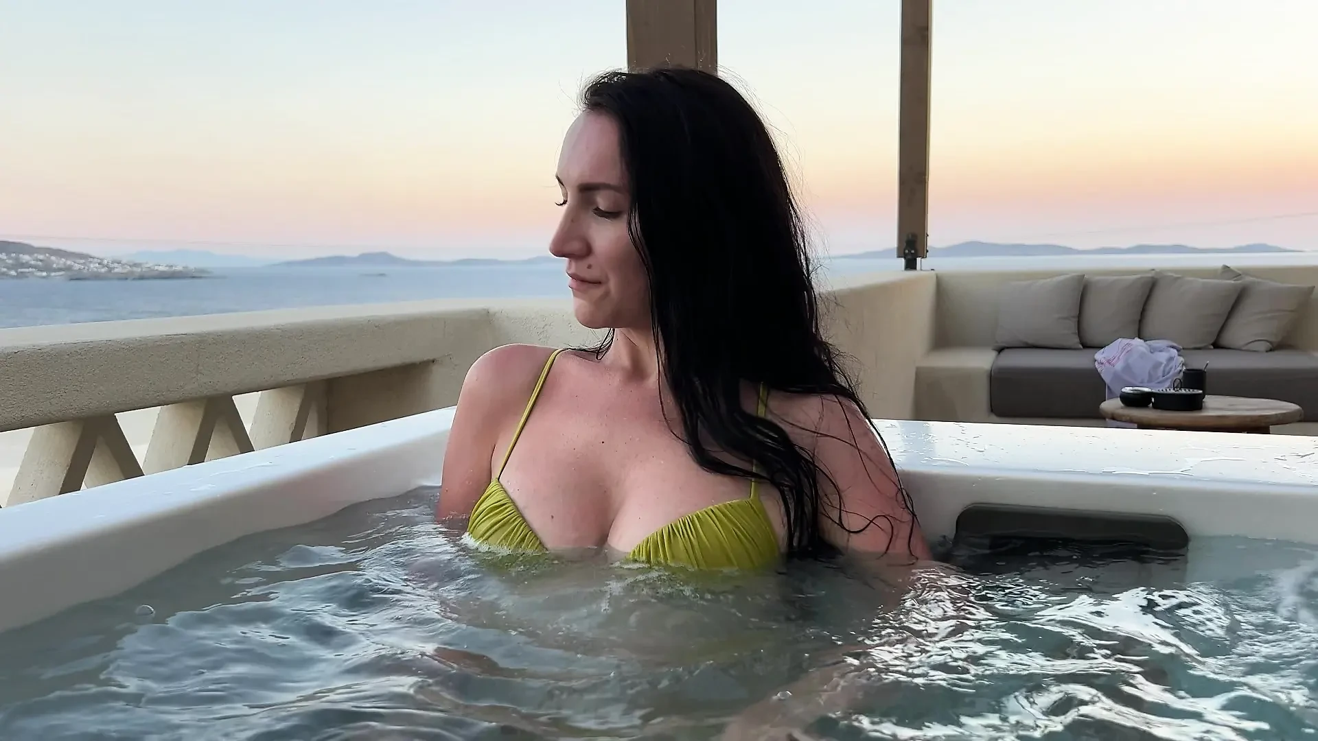 in a hot tub with sexy stepmom