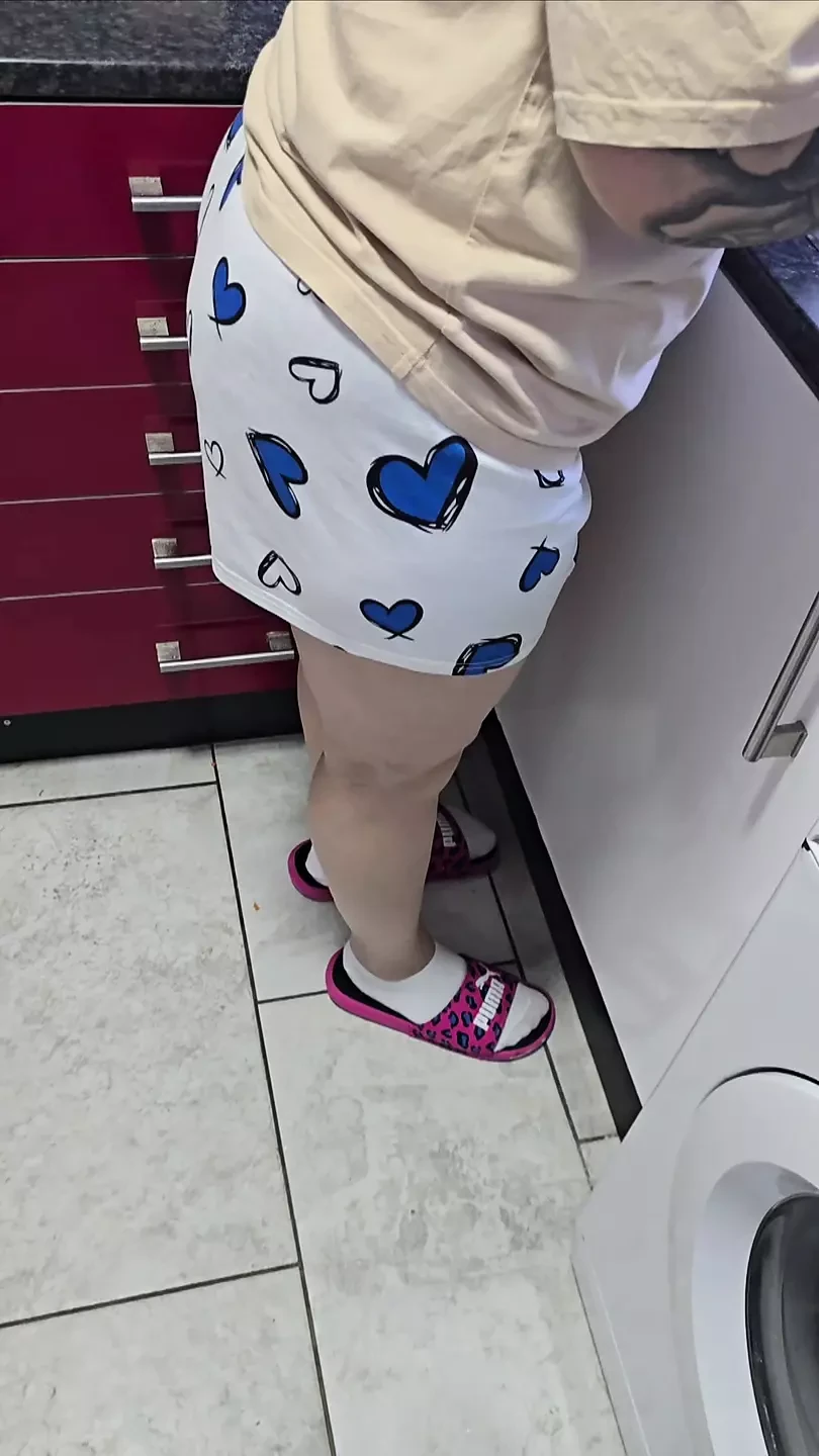 Step son pulled out his dick in the kitchen in front of step mom