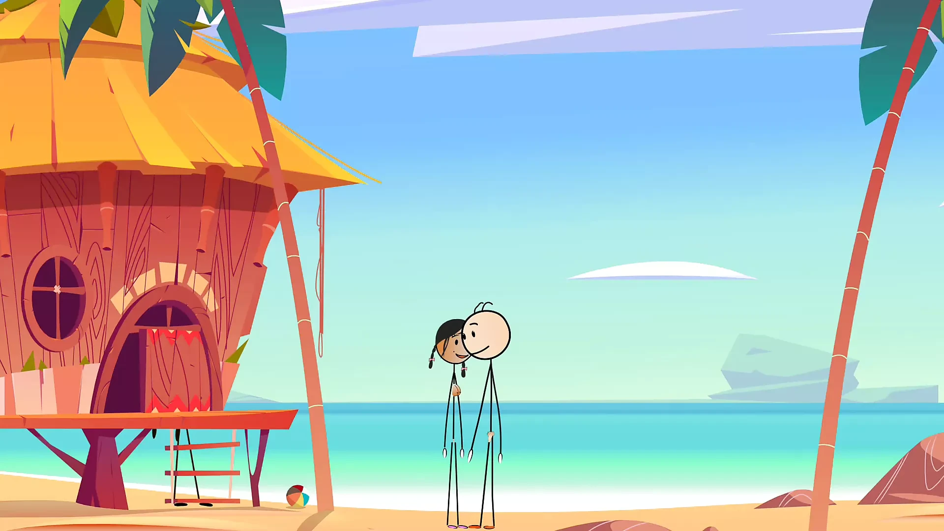 Cartoon Hot Stick Girl Fucking with a Small Dick – Sexy Stick Man at Nude Beach