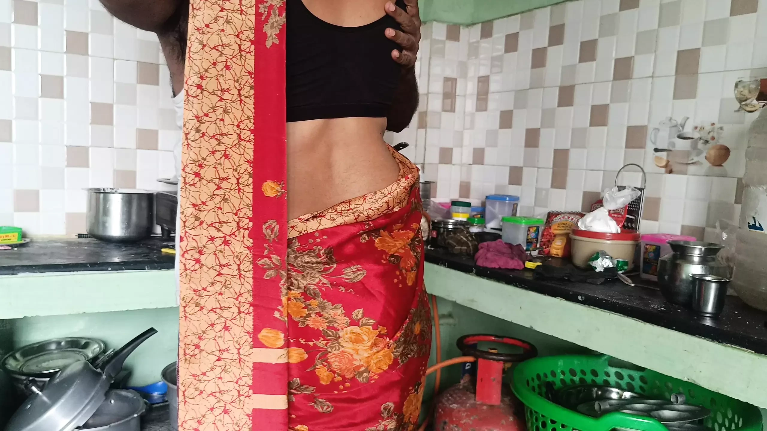 house wife suck neighbour in kitchen when husband not there in home