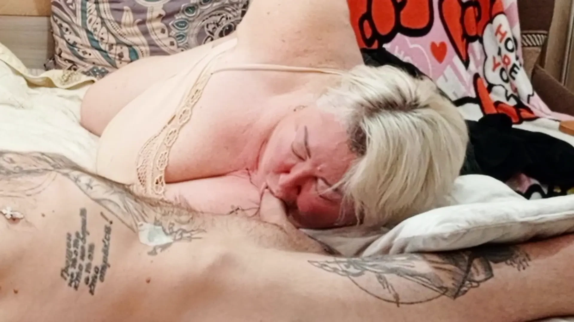 the neighbor is light on her feet and sucks my dick until I cum in her mouth