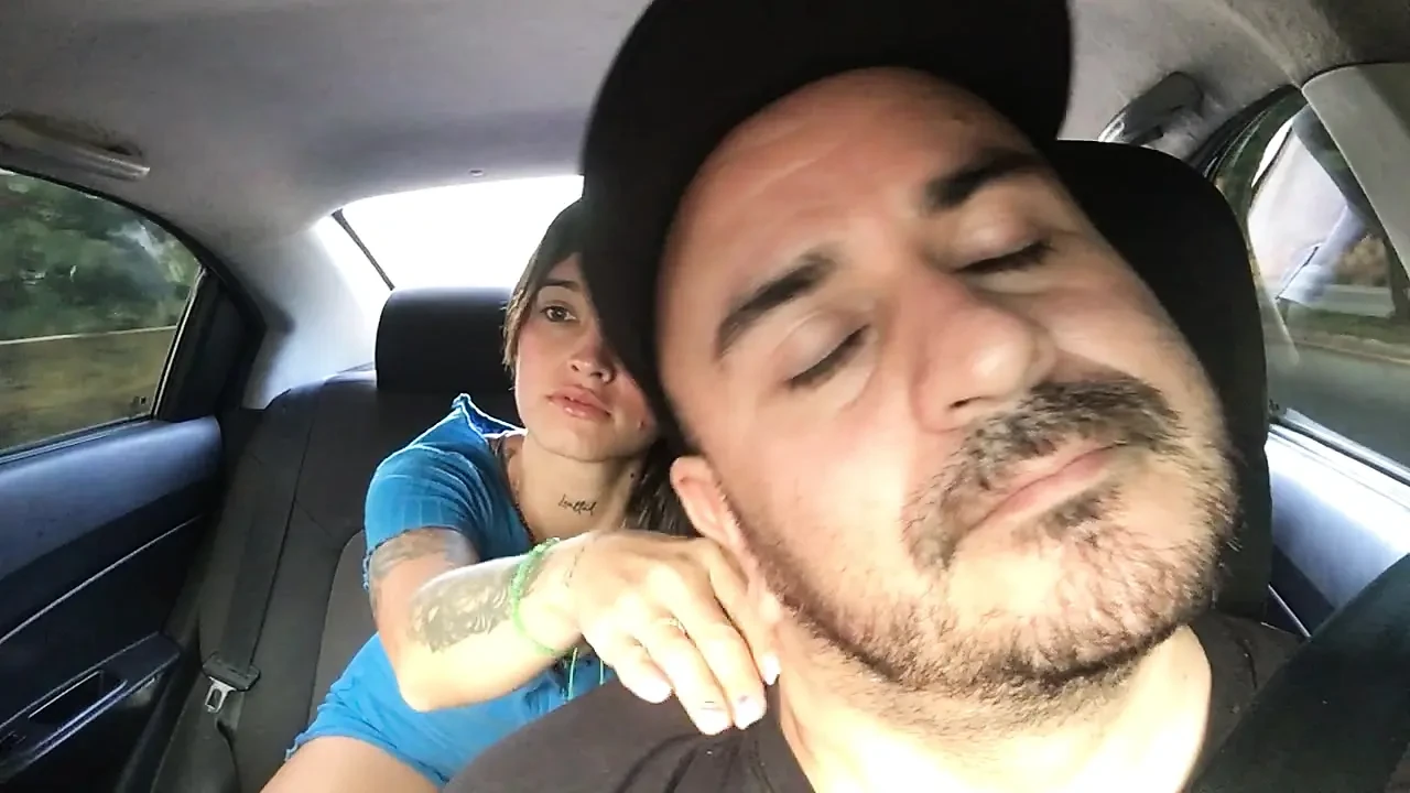Hot girl masturbates in Uber driver’s car