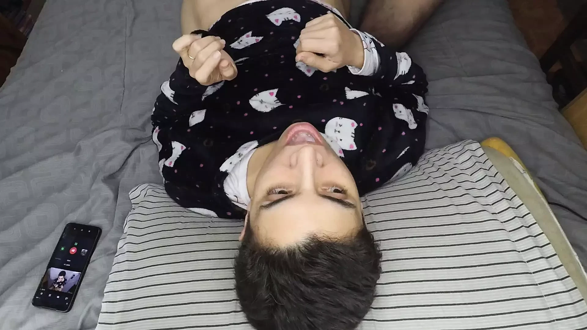 Handjob and Cum Mouthful Before Bed