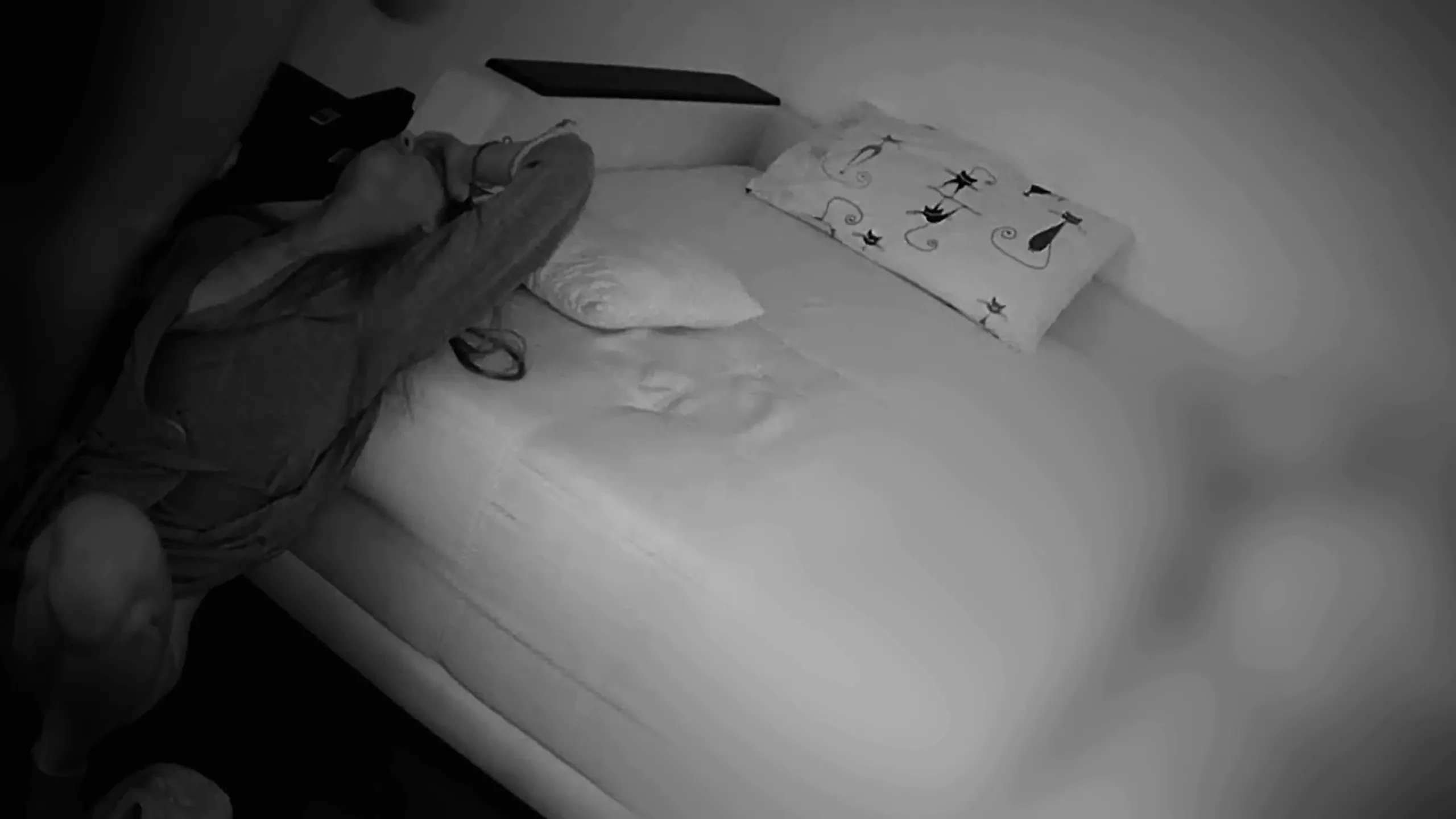 Real cheating, wife fucks on the couch with a friend while her husband rests next to.