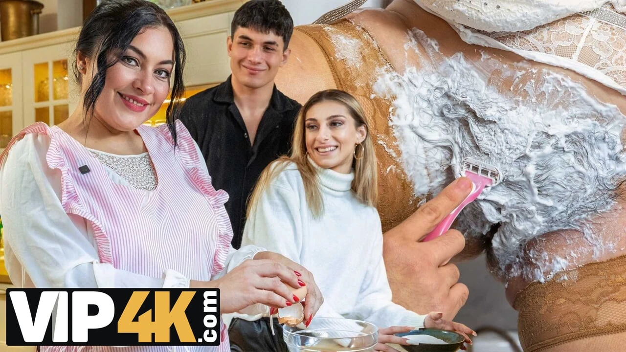 VIP4K. Hot bathroom sex after shaving a hairy pussy between mature slut and skilled cock