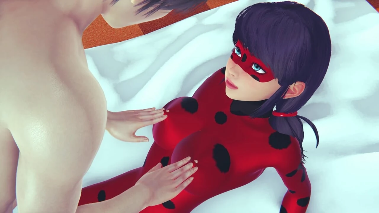 Ladybug Rule34 3D Hentai Animation – Busty Red Latex Heroine Engages in Bed Play, Standing Cunnilingus, and Anal Vibrator Orgasm
