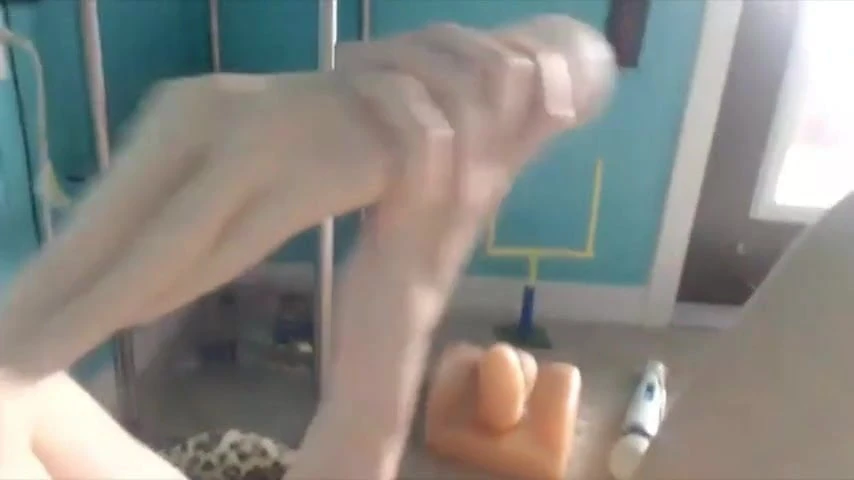 Electrified mommy fisting and jumping on a silicone boyfrien