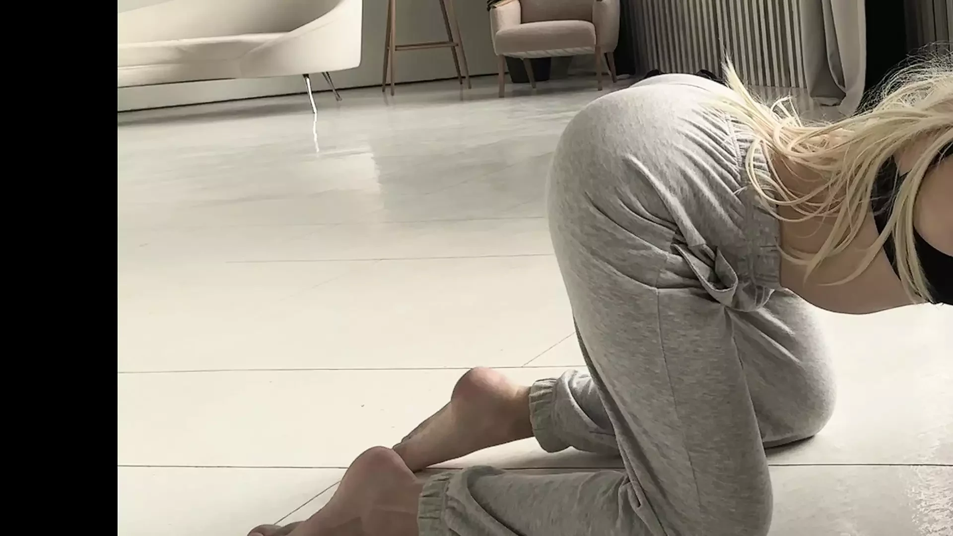 sport time teasing feet skinny strong girl