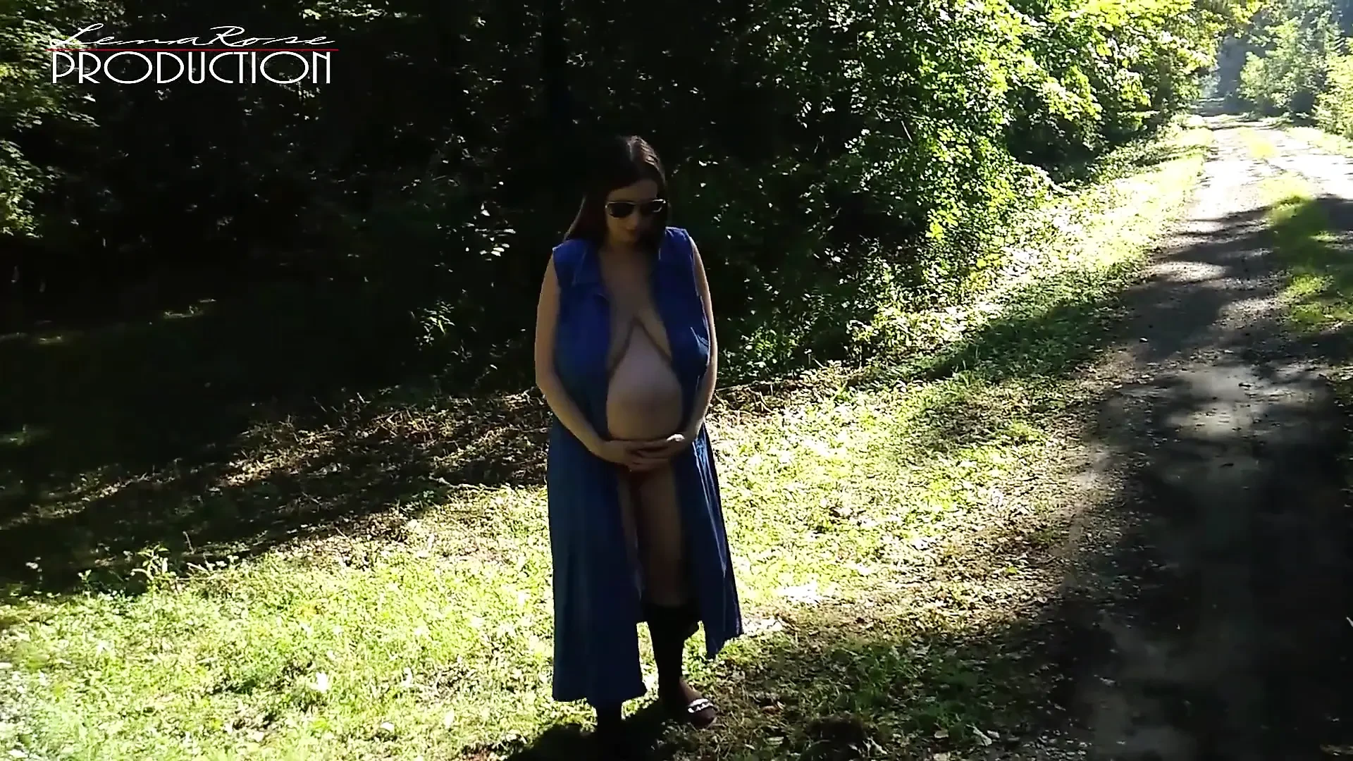 Pregnant Lena showing her boobs