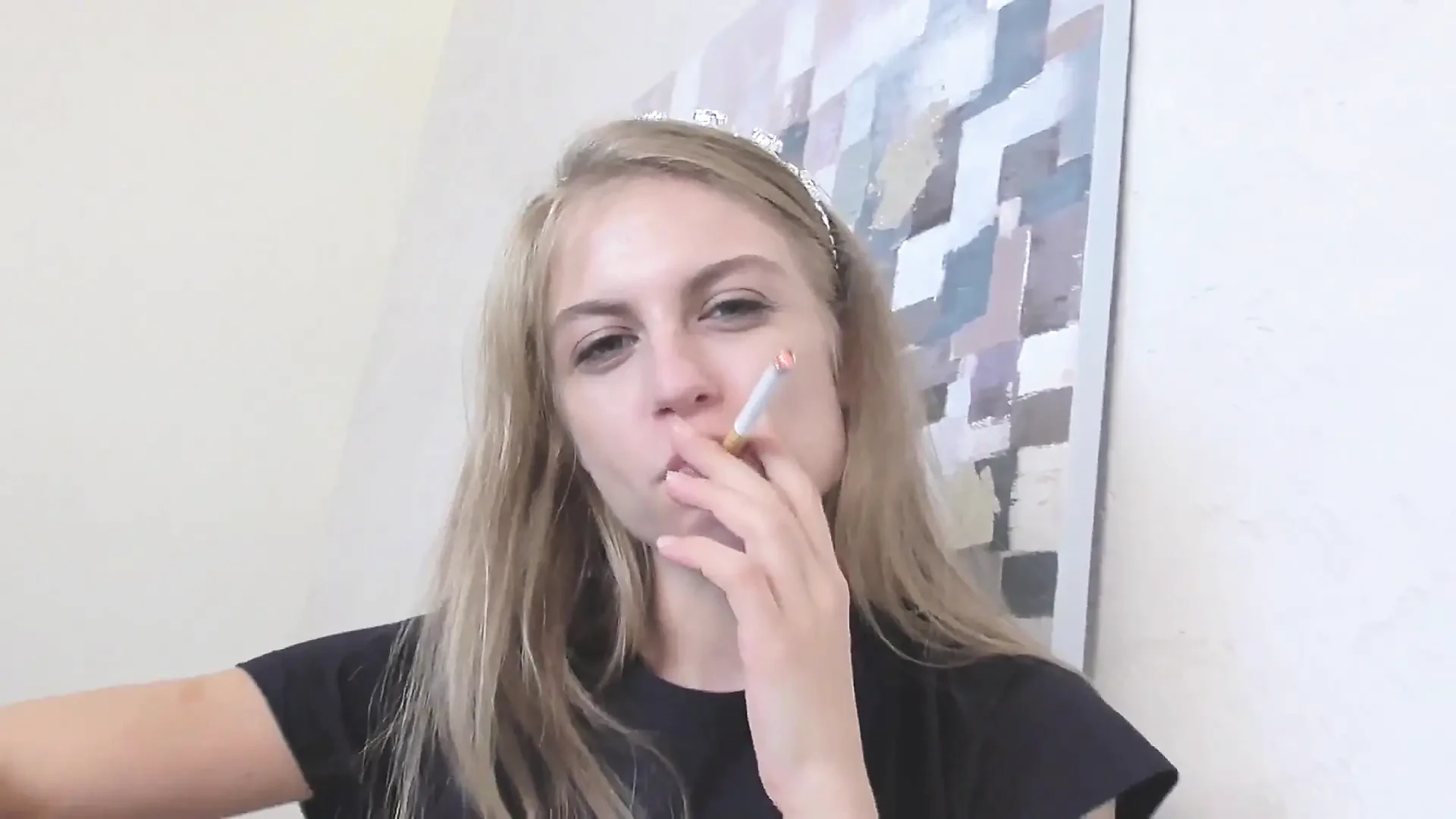 Vulgar Provocative Bitch Style Smoking and Ashtray by Teenie Slut!