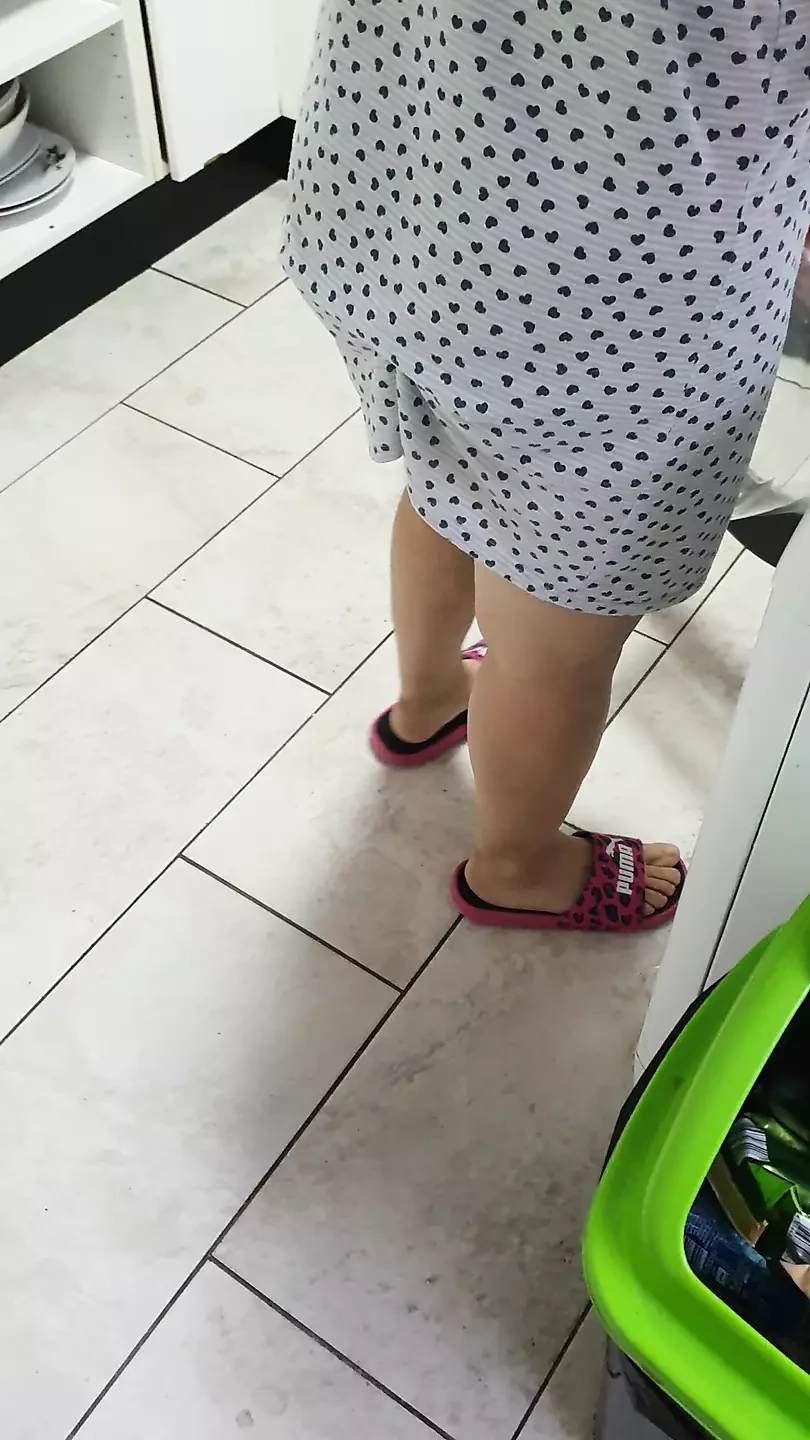 Step mom without panties under mini skirt while step son pulled out his dick