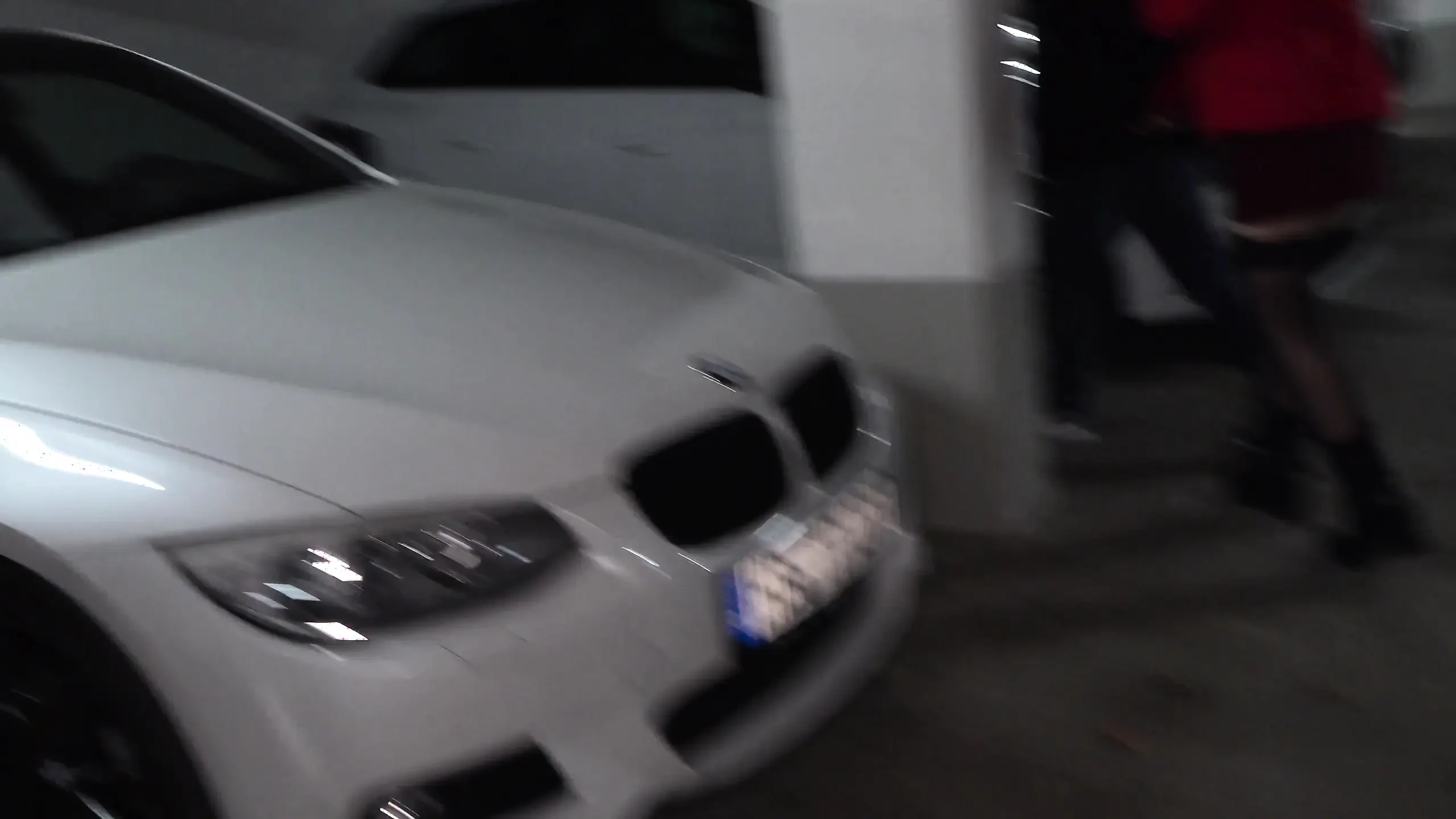 Horny brunette in sexy stockings swallows a warm load outdoors