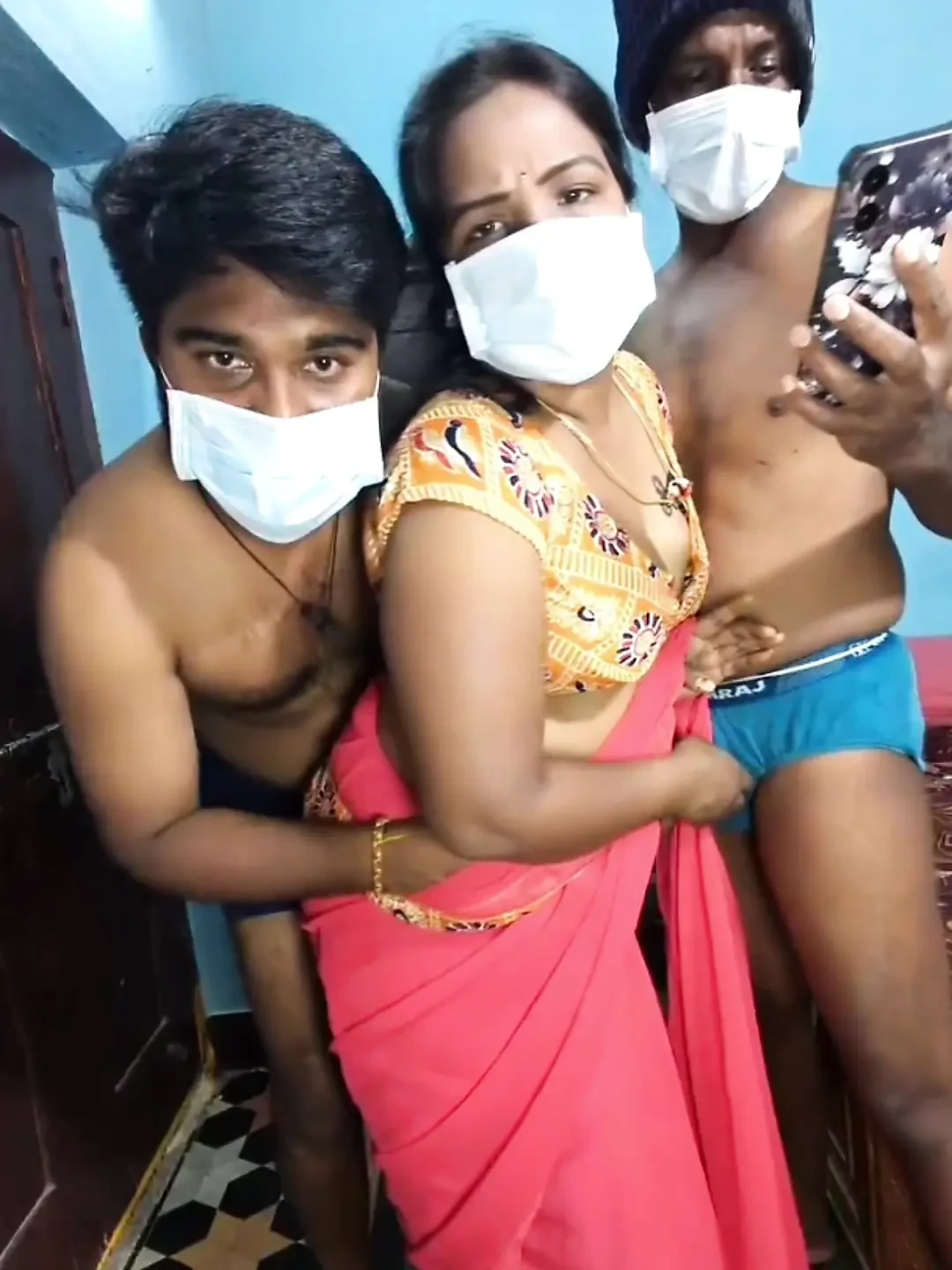 Thresome with Husband and Husband’s Friend. They Fuck to Together.