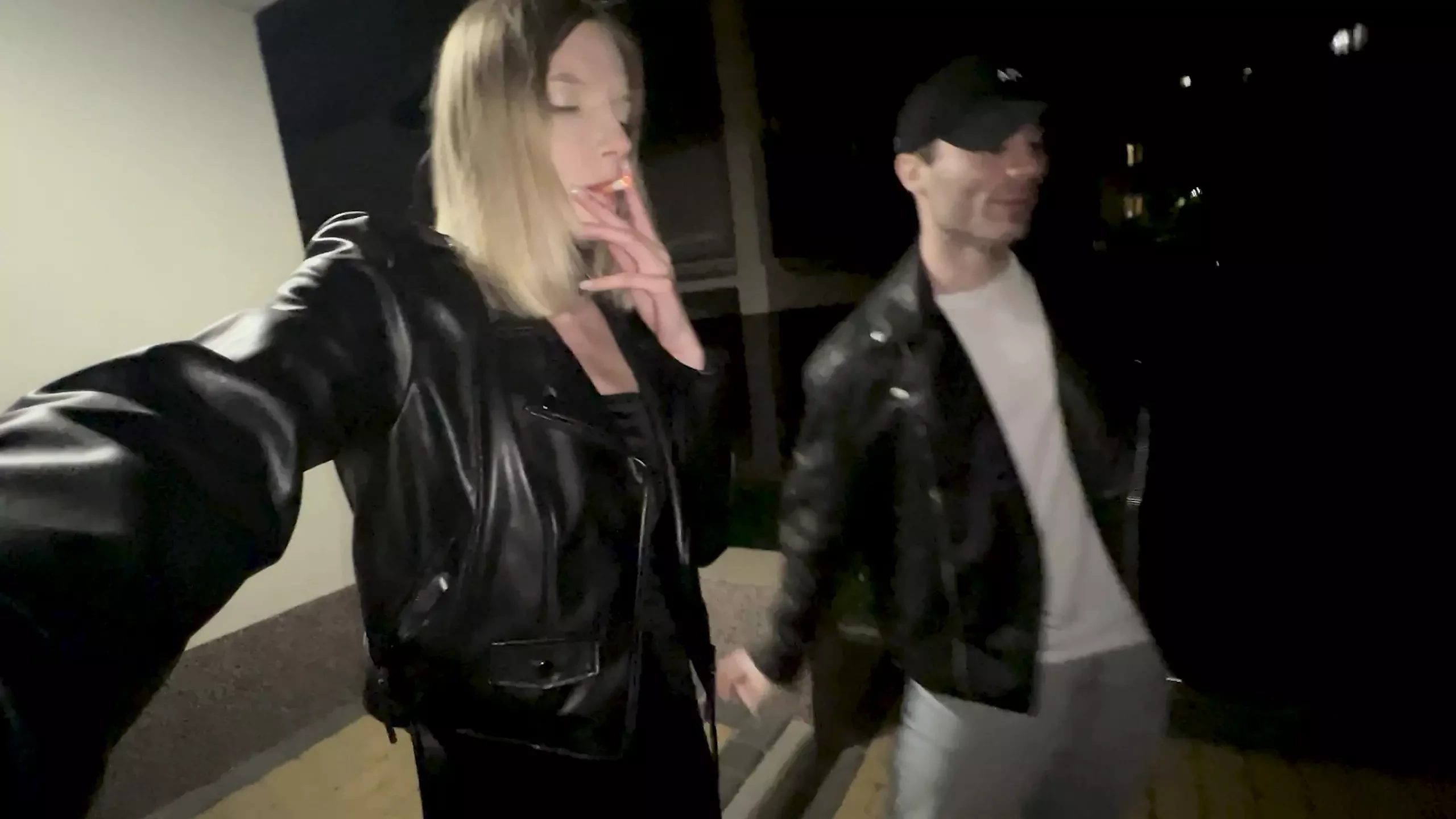 After the club, she invited the guy to her home.