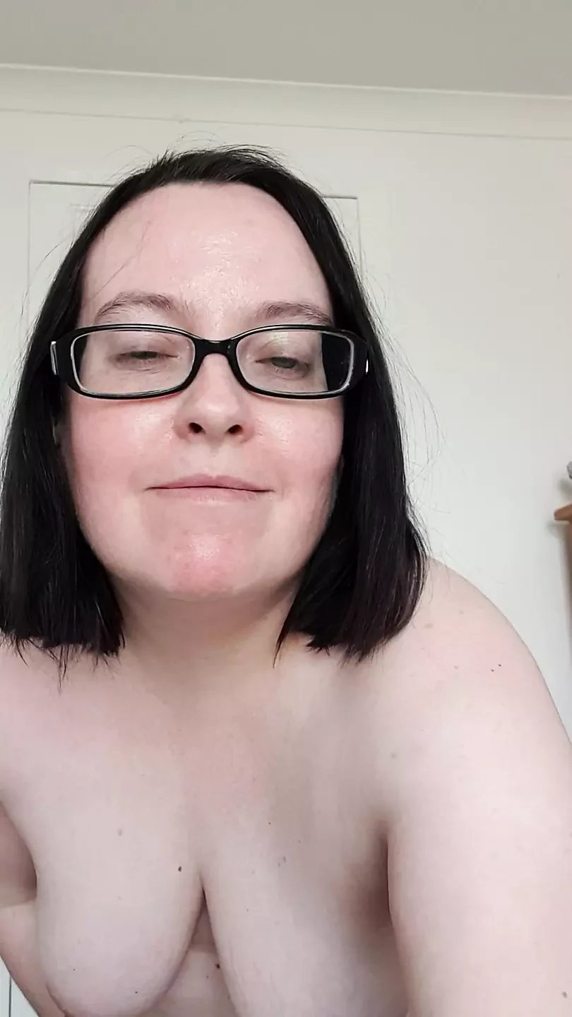 Wife strips in her blue summer dress showing off big breasts and ass