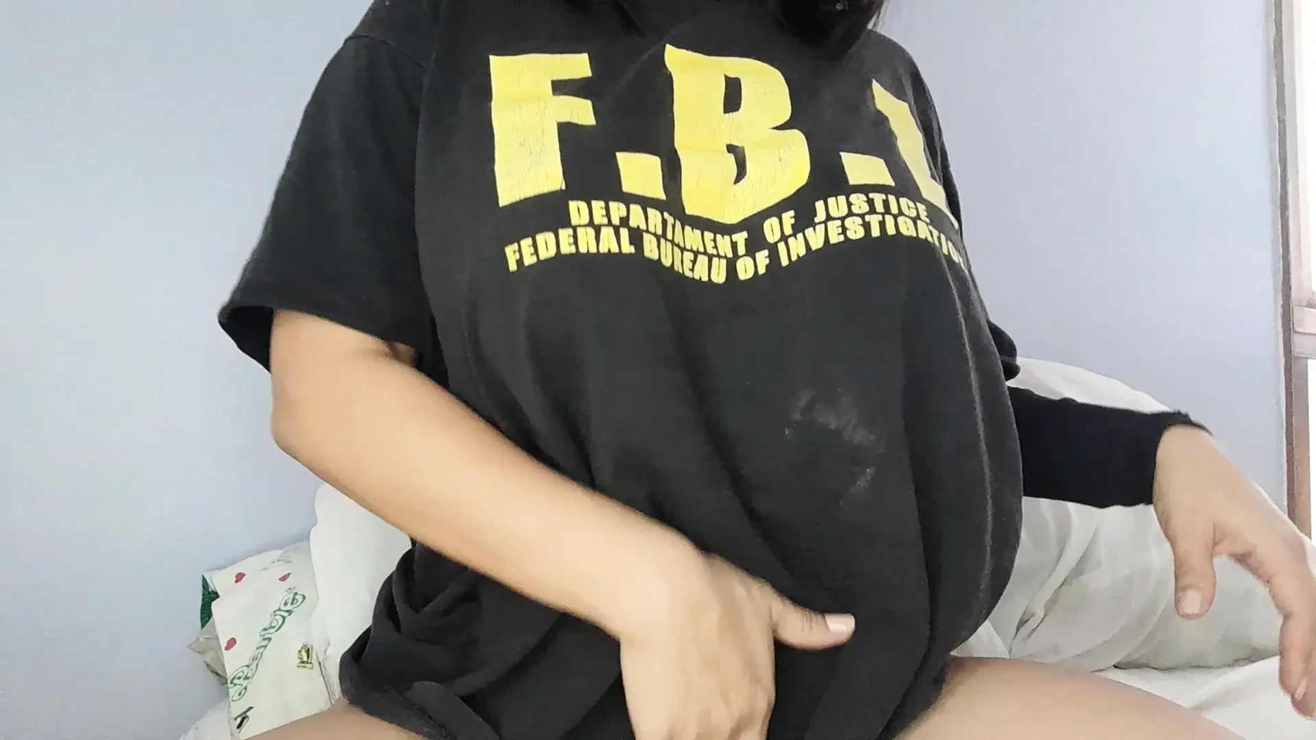 Hot stepmother touches her tits and sticks several fingers in her ass, imagining her stepson doing it.