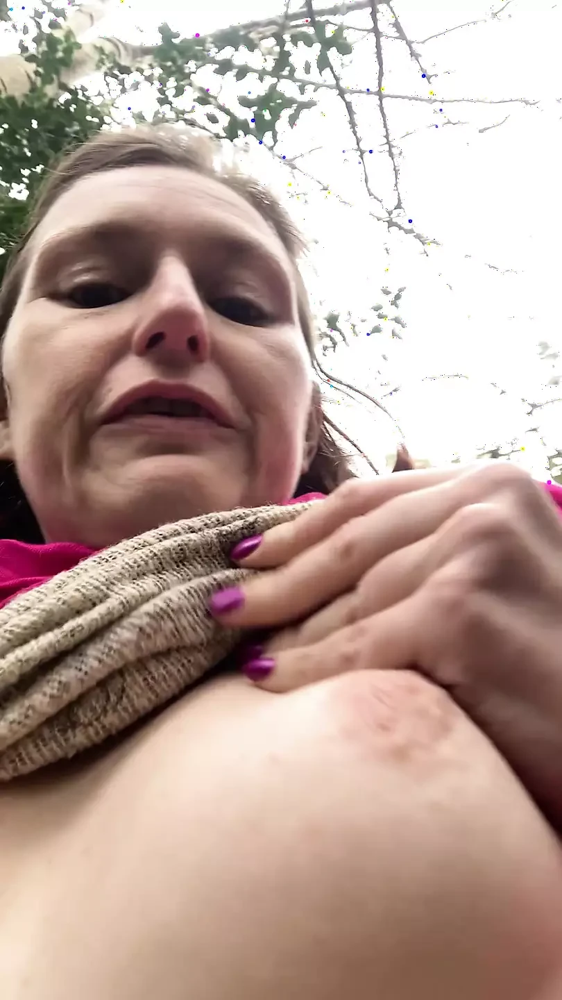 Almost got caught playing with my tits in public when it was super nippy out!