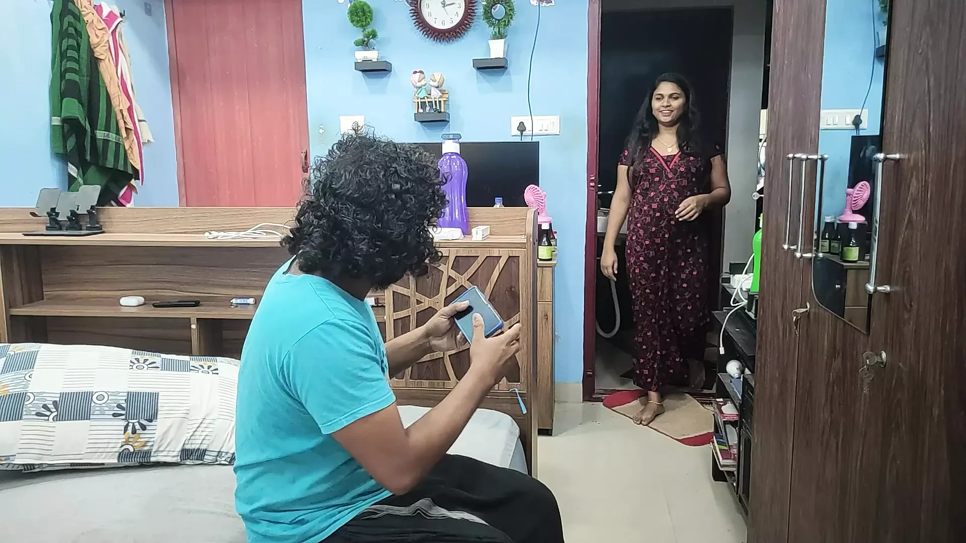 Mallu hot wife sex with step brother while her husband not in home, Mallu step brother seduces step sister and fucking