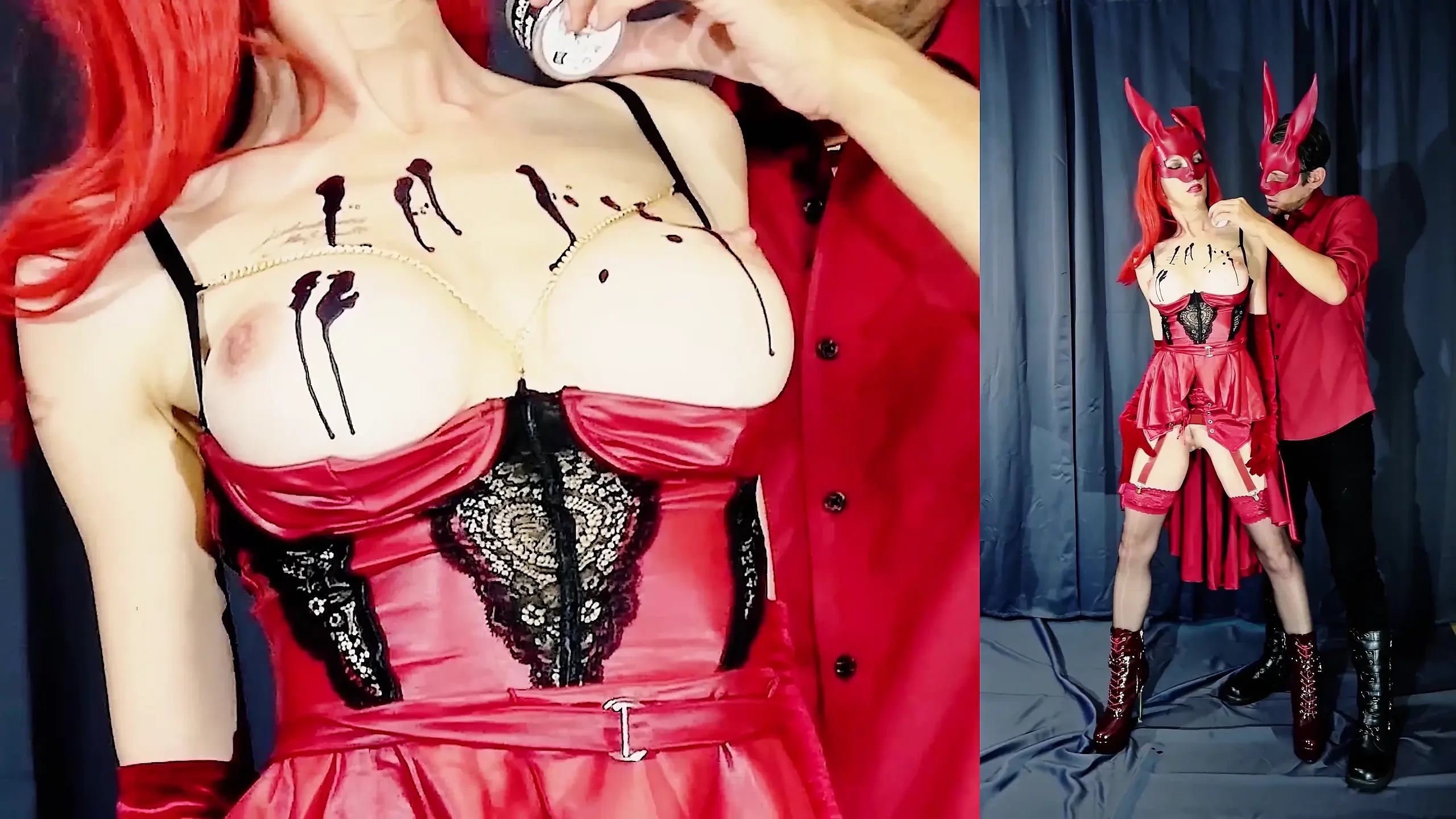 Halloween Costume Video part 1 – Hot wax on hot tits