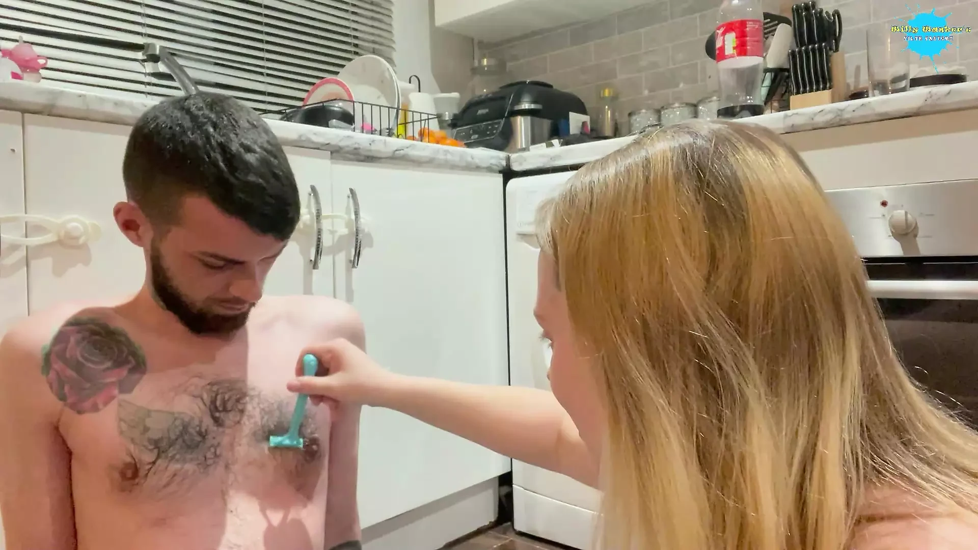 Teen Girlfriend trying to Shave her Boyfriends Chest but end up FUCKIN IT UP!