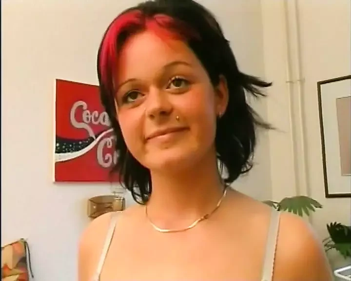 Sexy brunette teen with perfect tits lets herself be watched as she sensually masturbates with a dildo