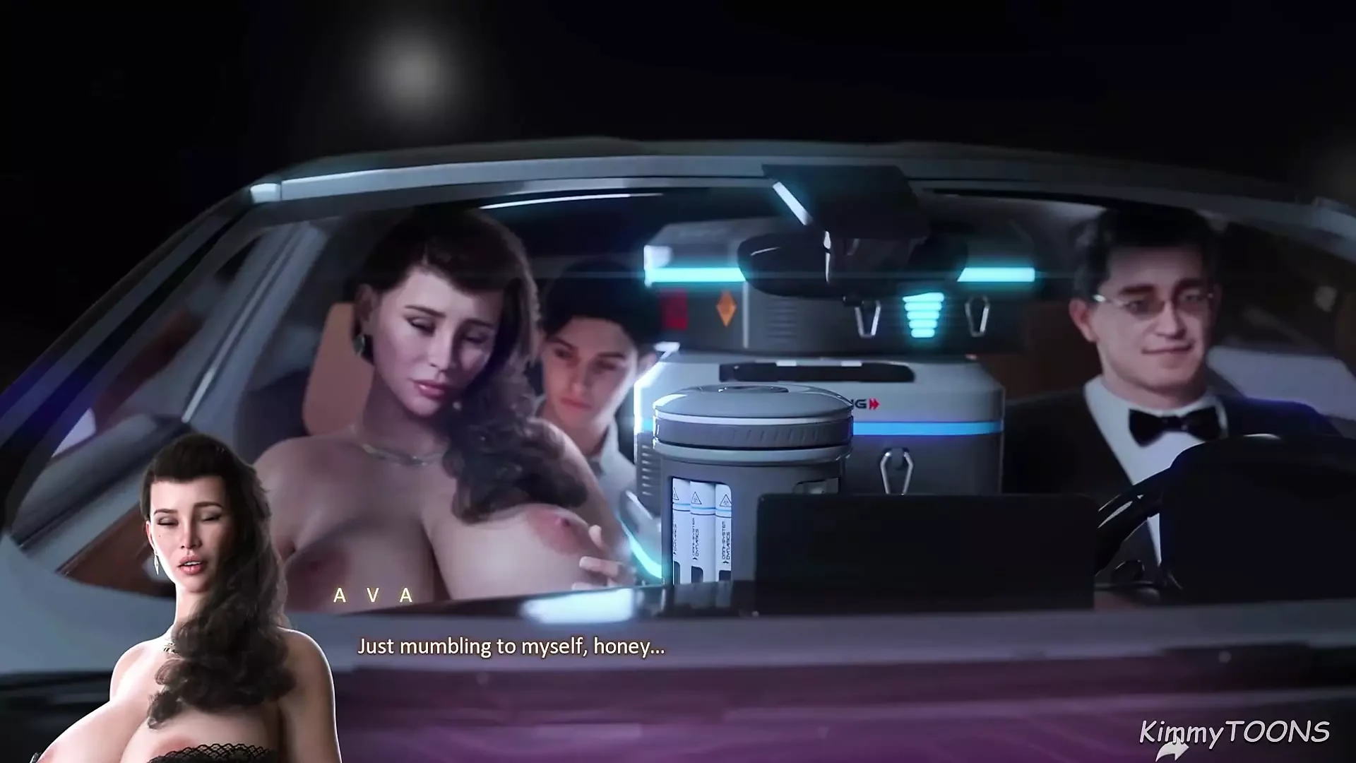 Apocalust –  Cheating Wife part 2 – Man Fuddles his wifes Huge breasts beside her husband in his car