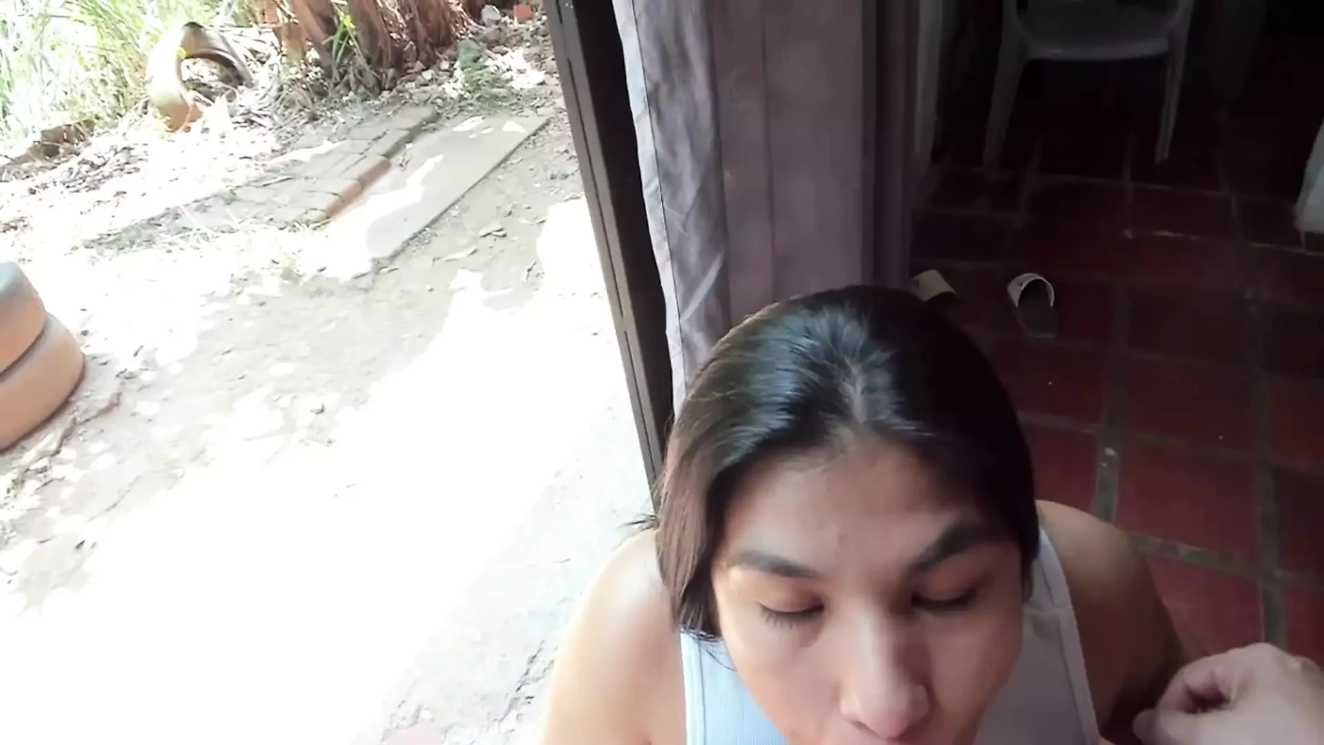 Alexa comes from the payment of the gym. And she starts sucking, and she sucks me for the first time and puts the milk in her mouth