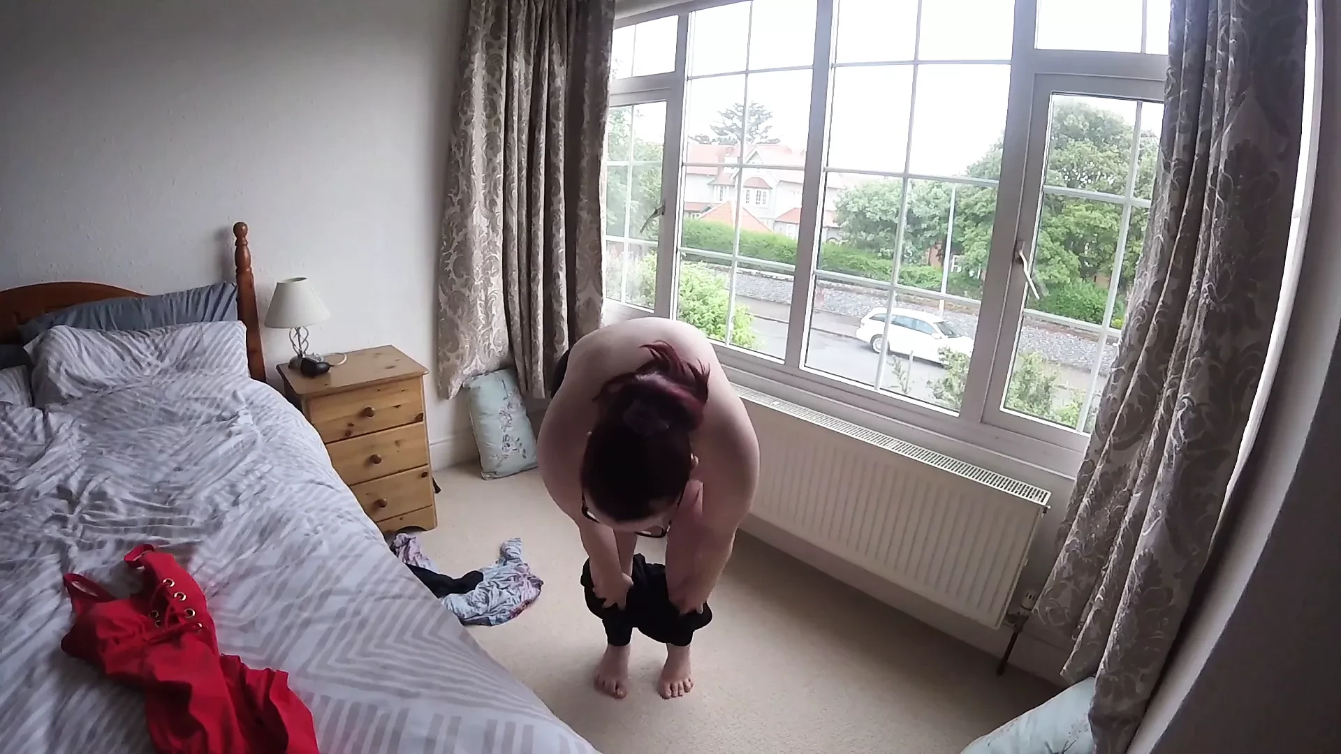 Wife tries on new swimsuit