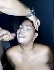 Hotwife cumslut taking multiple cumshot facials, bukkake
